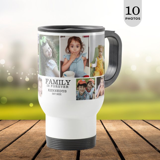 Caneca Térmica A Família Personalizada De Colagem De Fotografias  (Criador carregado)