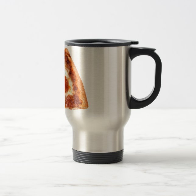 Caneca Térmica A fatia clássica de pizza de pepperoni SlipperyJoe (Direita)