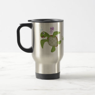 Caneca Térmica A ilustração do desenho animado feliz da tartaru