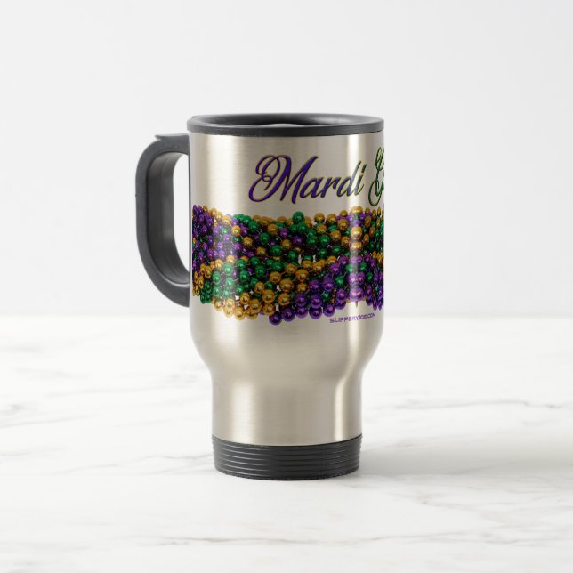 Caneca Térmica A imagem icônica de SlipperyJoe com tema Mardi Gra (Frente Esquerda)