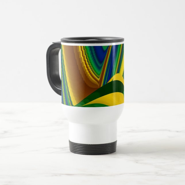 Caneca Térmica A Mágica do Verão, Abstrato 3D Art (Frente Esquerda)