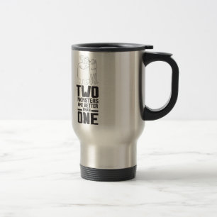 Caneca Térmica A Mão Desenhou Dois Monstros De Arte, Monstro, Art