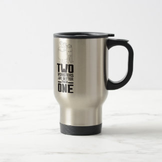 Caneca Térmica A Mão Desenhou Dois Monstros De Arte, Monstro, Art