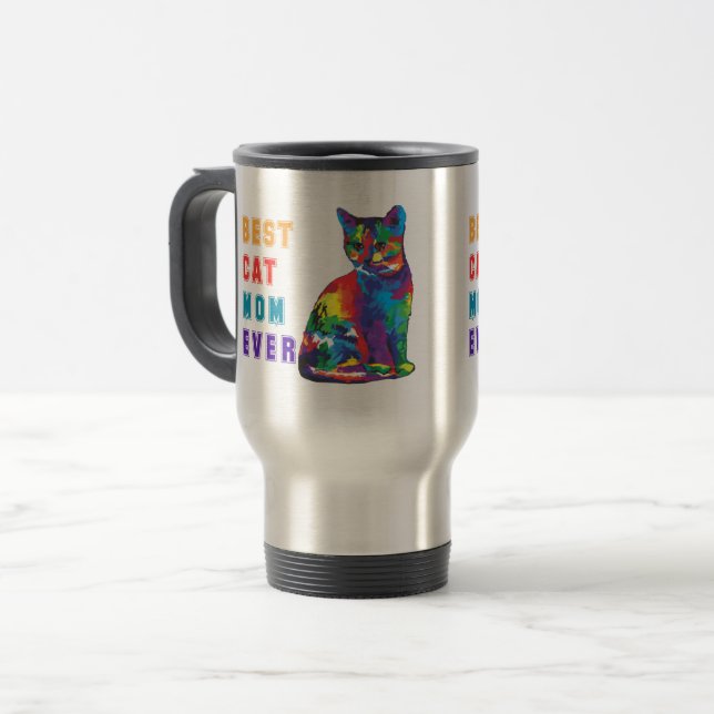 Caneca Térmica A melhor mãe de gatos alguma vez escreve para o ga (Frente Esquerda)