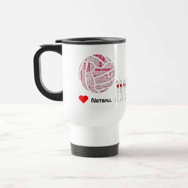 Caneca Térmica A nuvem da palavra posiciona o Netball do amor (Esquerda)