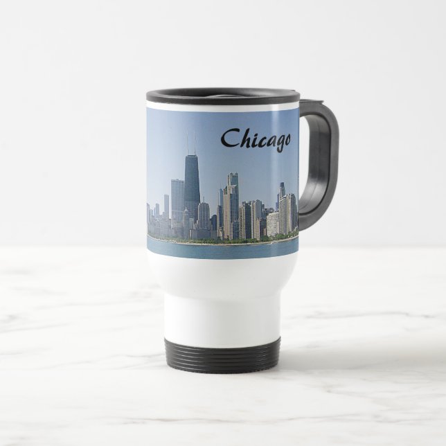 Caneca Térmica A Skyline de Chicago (Frente Esquerda)