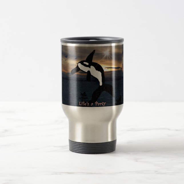 Caneca Térmica A vida da baleia da orca é um viagem de aço (Centro)