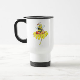 Caneca Térmica Abelha branca numa flor