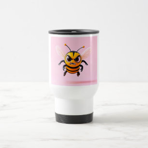 Caneca Térmica Abelha de desenho animado em fundo rosa