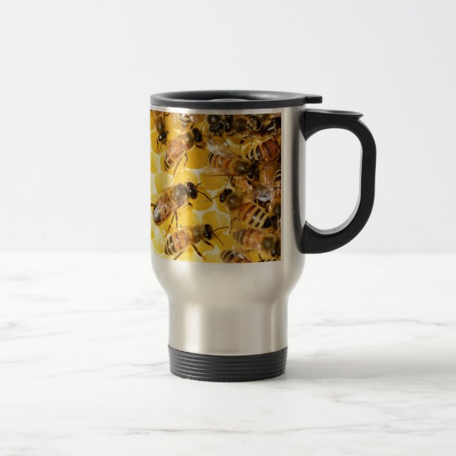 Caneca Térmica Abelhas Colmeia Mel Comb Sabor Amarelo (Direita)