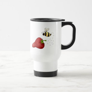 Caneca Térmica Abelhas de cartoon e Design de morango de frutas