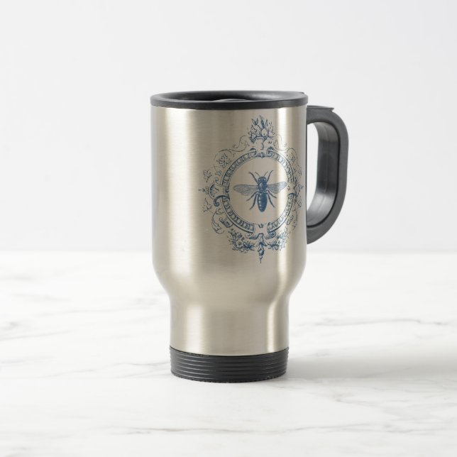 Caneca Térmica Abelhas de fazenda francesa Modern Vintage (Frente Esquerda)