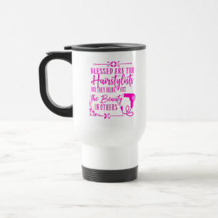 Caneca Térmica Abençoado seja a mensagem rosa dos Hairstylists