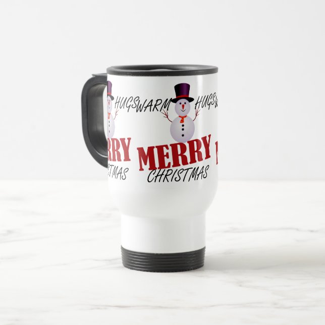 Caneca Térmica Abraços Quentes Feliz Natal (Frente Esquerda)