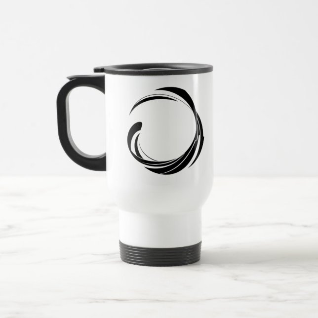Caneca Térmica Abstract Swirl Circle Design – curved ring artwork (Esquerda)