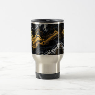 Caneca Térmica Abstrato de café de luxo - Preto, Dourado e Branco