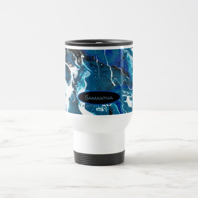 Caneca Térmica Abstrato de café personalizado com caneta azul (Centro)