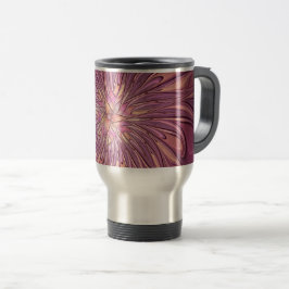 Caneca Térmica Abstrato Modern Floral Arte Fractal Cores de Berry