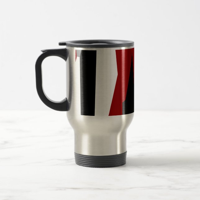 Caneca Térmica Abstrato preto e branco vermelho (Esquerda)