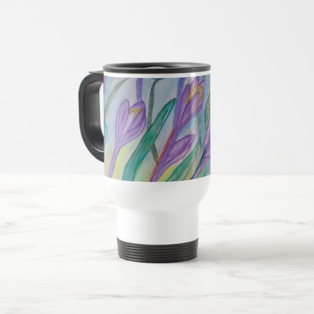 Caneca Térmica Abstrato Primavera Crocus (Frente Esquerda)