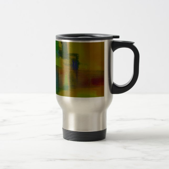 Caneca Térmica Abstrato Verde Moderno Amarelo (Direita)