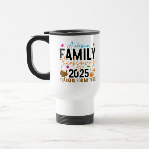 Caneca Térmica Ação de Graças da Família 2025   Turquia editável