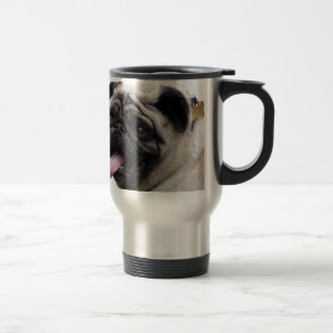 Caneca Térmica Acessórios de fotos de Pug branco e bonito, adicio