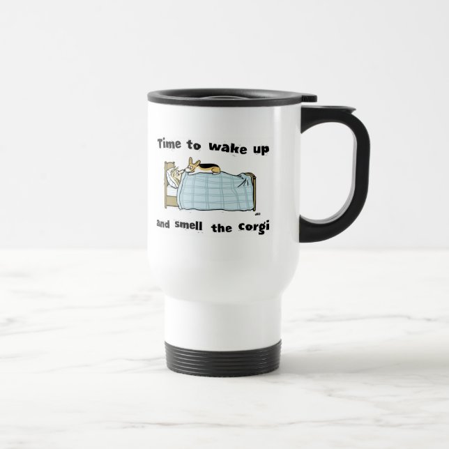 Caneca Térmica Acorde e Cheire o Corgi (Direita)