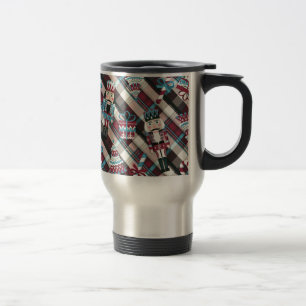 Caneca Térmica Acrililado de Natal Plaid Azul Burgundy