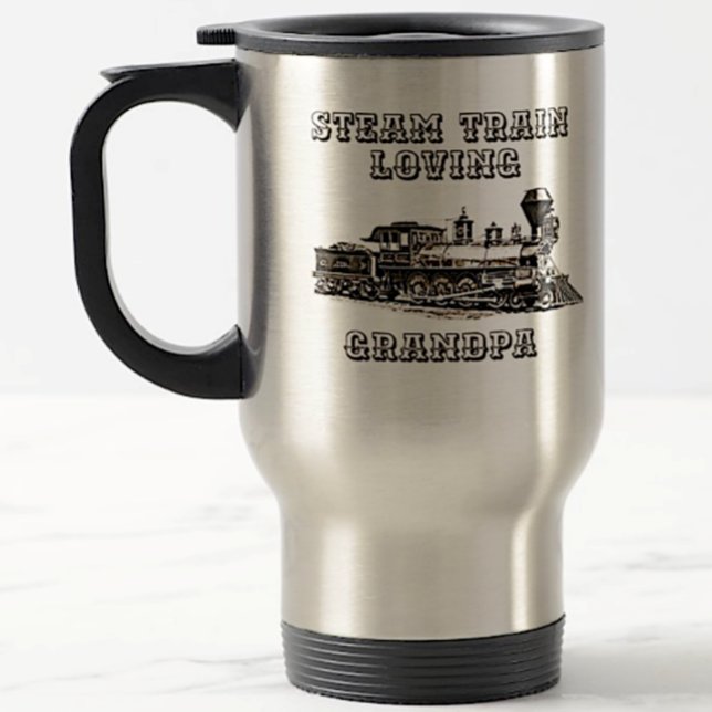Caneca Térmica Add Name Change Text Steam Train Loving Grandpa    (Criador carregado)