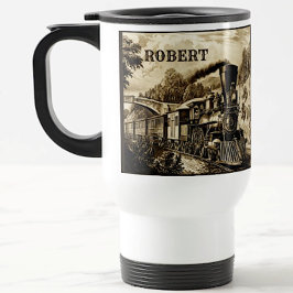 Caneca Térmica Adição de Nome Locomotiva do Motor de Vintage a Va