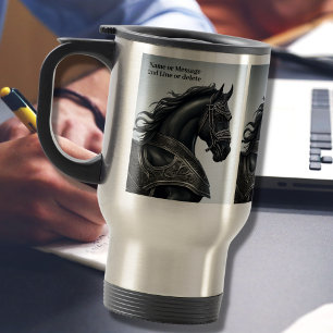 Caneca Térmica Adicionar mensagem de nome, Cavalo Negro forte com