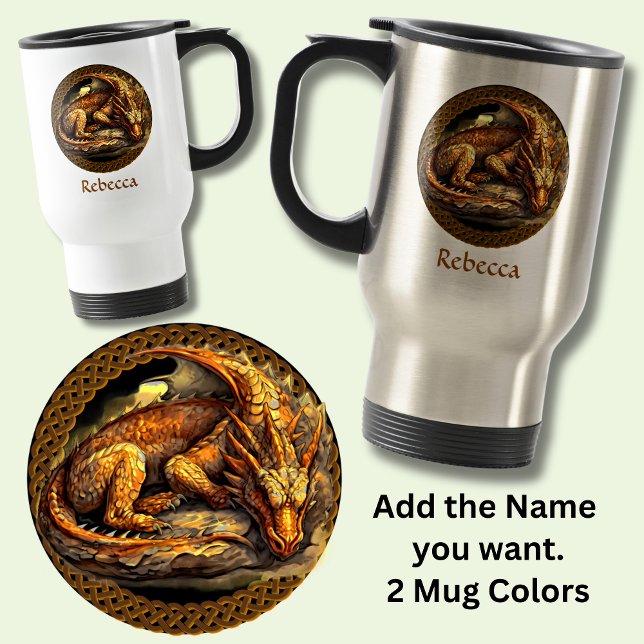 Caneca Térmica Adicionar Nome Dragão Marrom Descansando  (Criador carregado)