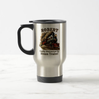 Caneca Térmica Adicionar Nome Fácilmente Distraído por Trens a Va