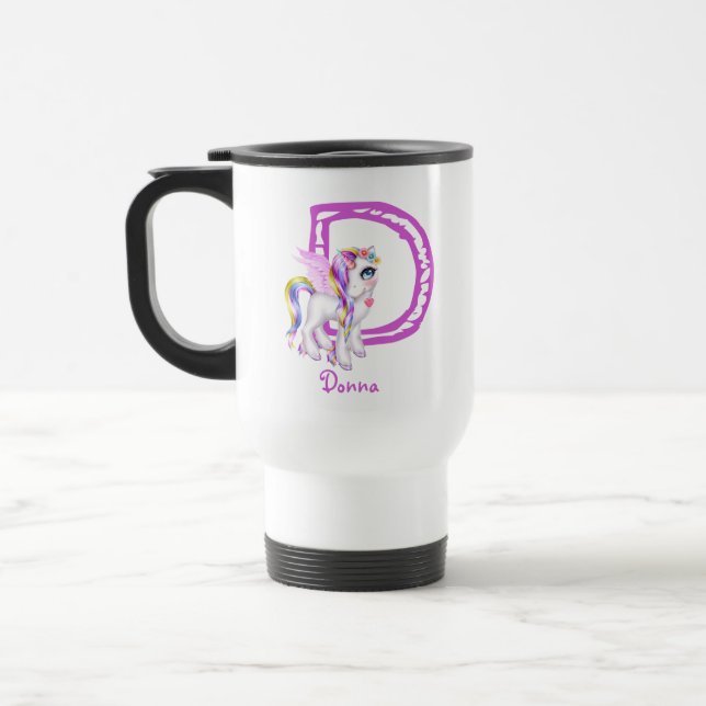 Caneca Térmica Adicionar Nome Inicial a Unicorn Alicorn Girls Kaw (Esquerda)