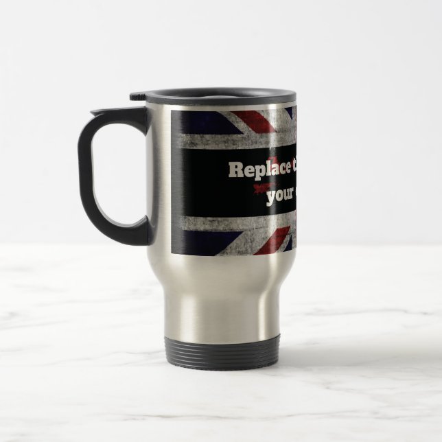 Caneca Térmica Adicionar texto na Almofada de lançamento da bande (Esquerda)
