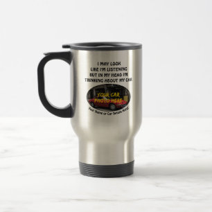 Caneca Térmica Adicione seu nome de foto do carro, texto, eu pare