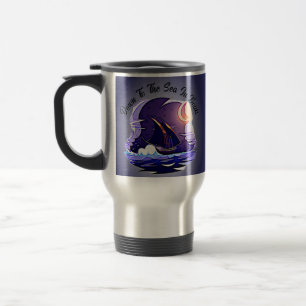 Caneca Térmica Adicione Seu Texto, Vela, Nuvens Azul-Lua