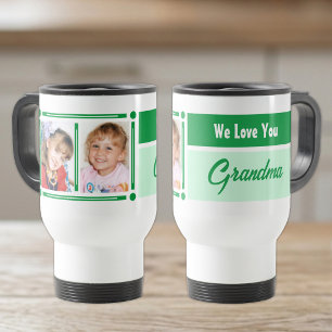 Caneca Térmica Adoramos que vovó adicione fotos brancas e verdes