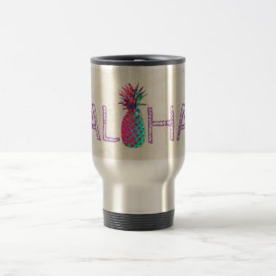 Caneca Térmica Adorável Abacaxi Havaiano Aloha