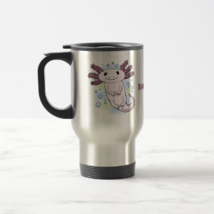 Caneca Térmica Adorável axolotl rosa desenho animado