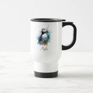 Caneca Térmica Adorável Puffin Aquarela, personalizado
