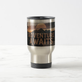 Caneca Térmica Adventure Awaits Mountain Travel Tumbler – Rugged