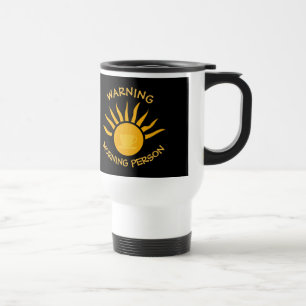 Caneca Térmica Advertência Pessoa Café Sol Raios Pretos