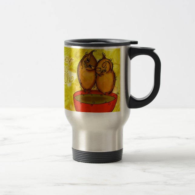 Caneca Térmica Afagos da coruja do chá (Direita)