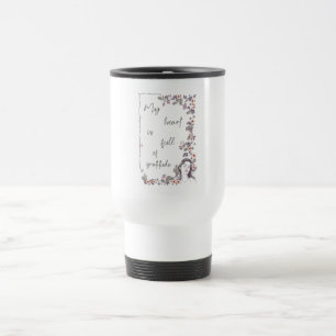 Caneca Térmica Afirmação de Gratidão. Mentalidade Positiva Floral