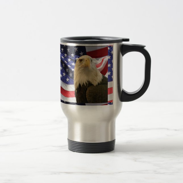Caneca Térmica Águia Bald Americana e Bandeira (Direita)