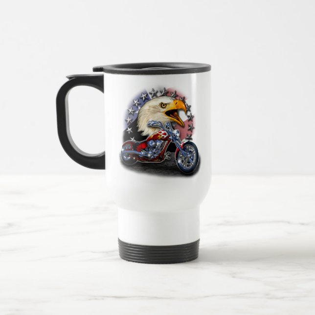 Caneca Térmica Águia de Motocicleta Patriótica (Esquerda)