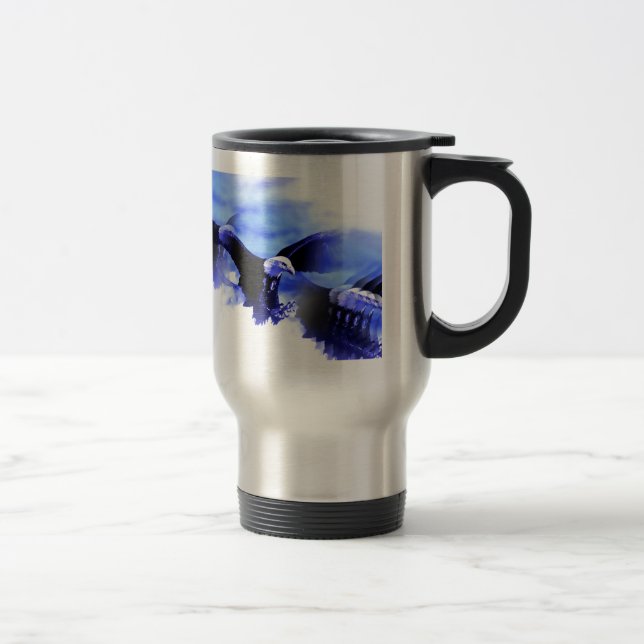 Caneca Térmica Águia no voo Blue Color Mug (Direita)