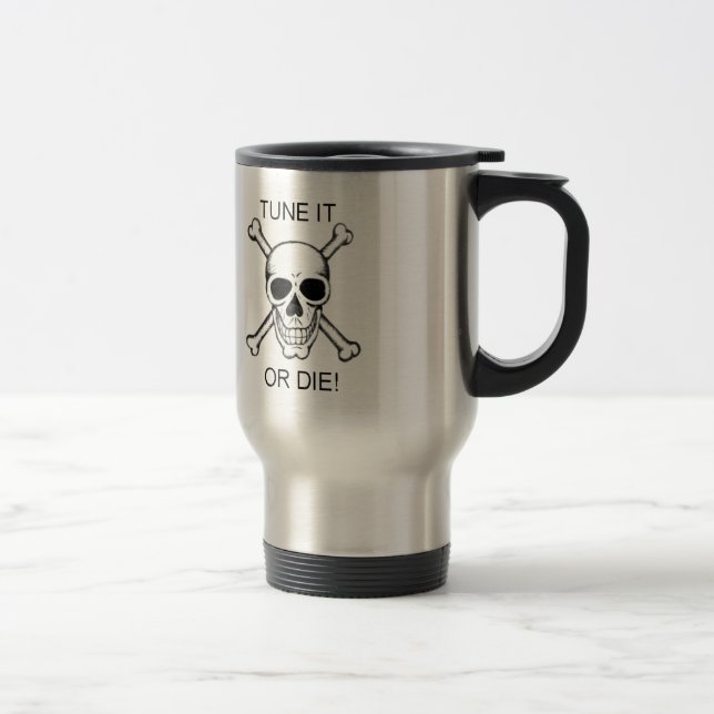 Caneca Térmica Ajuste-o ou morra-o preto no crânio branco (Direita)
